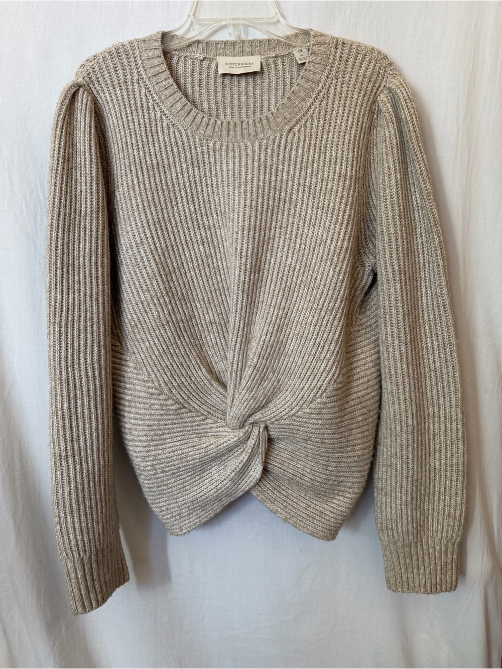 Scotch & Soda Twist Front Ribbed Sweater Oatmeal Beige XL
